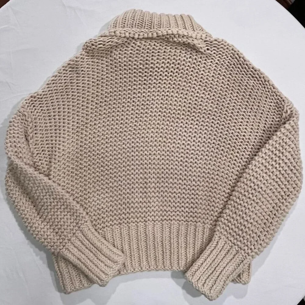 Free People My Only Sunshine Chunky Knit Cowl Neck Sweater Tan Small - Picture 8 of 8